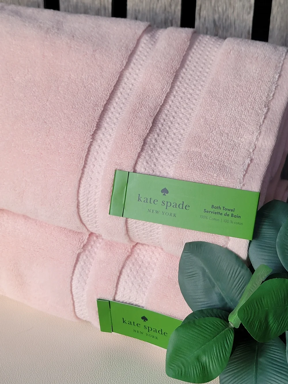 kate spade Pale Pink Cotton Bath Towels - Set of Two